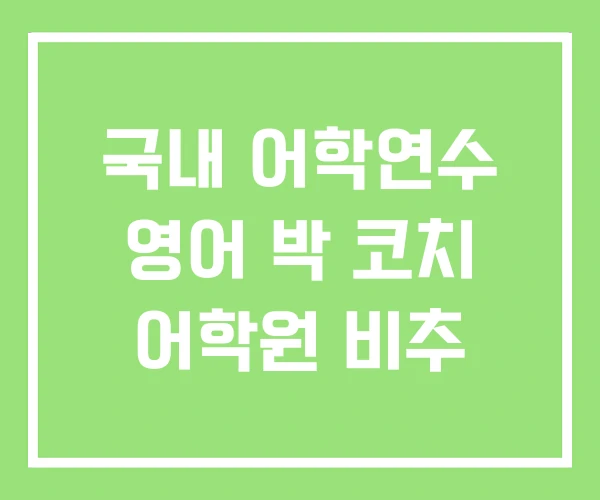 국내 어학연수 영어 박 코치 어학원 비추 국내 어학연수 영어 박 코치 어학원 비추