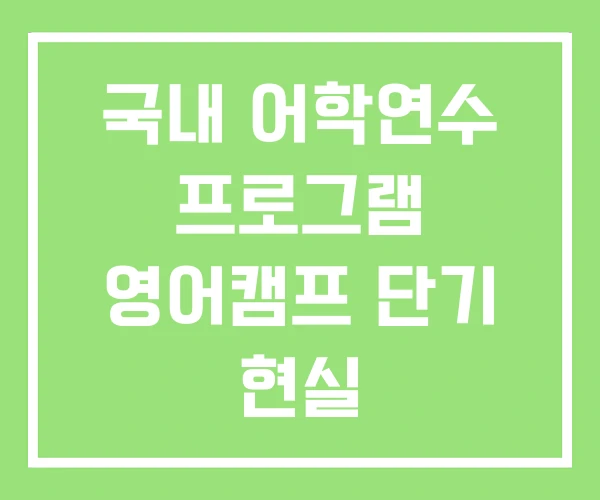 국내 어학연수 프로그램 영어캠프 단기 현실 국내 어학연수 프로그램 영어캠프 단기 현실