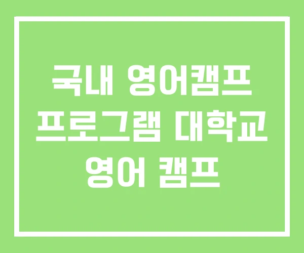 국내 영어캠프 프로그램 대학교 영어 캠프 국내 영어캠프 프로그램 대학교 영어 캠프