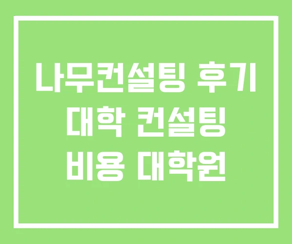 나무컨설팅 후기 대학 컨설팅 비용 대학원 나무컨설팅 후기 대학 컨설팅 비용 대학원