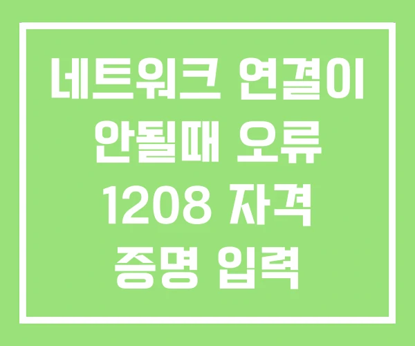 네트워크 연결이 안될때 오류 1208 자격 증명 입력 네트워크 연결이 안될때 오류 1208 자격 증명 입력