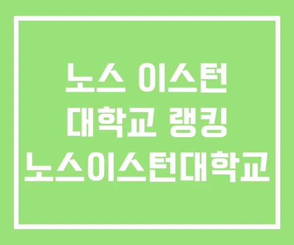 노스 이스턴 대학교 랭킹 노스이스턴대학교