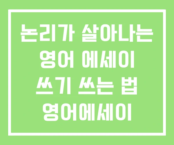 논리가 살아나는 영어 에세이 쓰기 쓰는 법 영어에세이