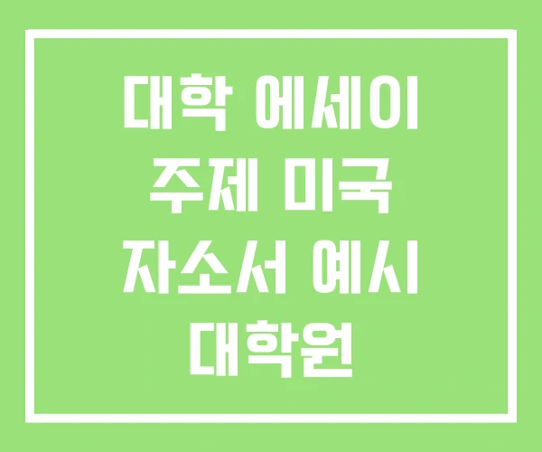 대학 에세이 주제 미국 자소서 예시 대학원 대학 에세이 주제 미국 자소서 예시 대학원