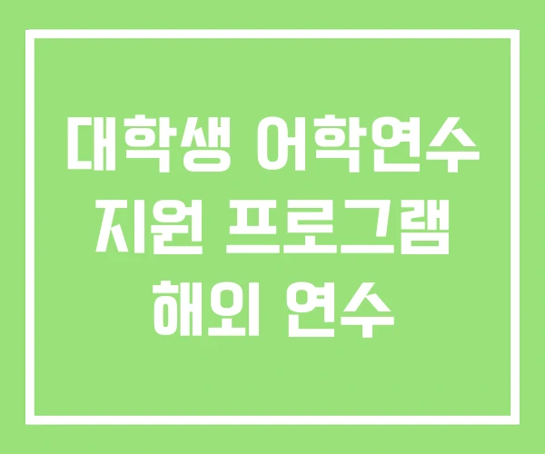 대학생 어학연수 지원 프로그램 해외 연수 대학생 어학연수 지원 프로그램 해외 연수