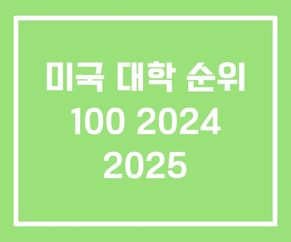 미국 대학 순위 100 2024 2025 미국 대학 순위 100 2024 2025