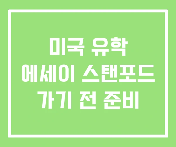 미국 유학 에세이 스탠포드 가기 전 준비