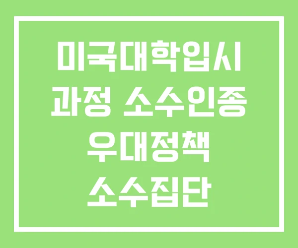 미국대학입시 과정 소수인종 우대정책 소수집단