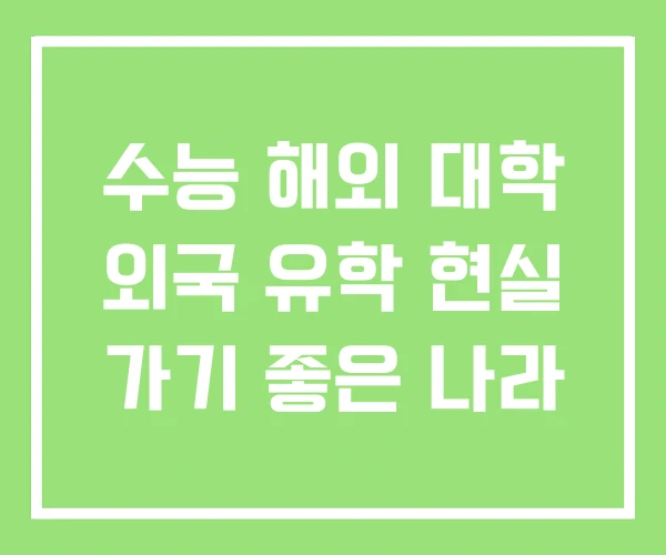 수능 해외 대학 외국 유학 현실 가기 좋은 나라 수능 해외 대학 외국 유학 현실 가기 좋은 나라