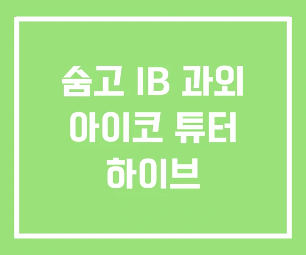 숨고 IB 과외 아이코 튜터 하이브