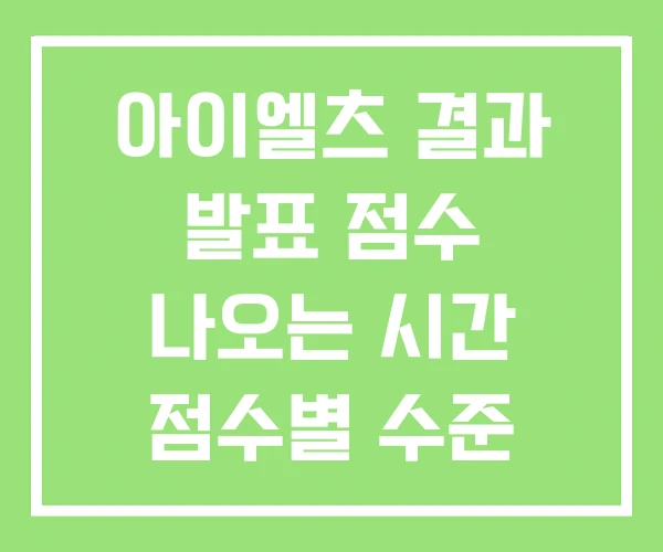 아이엘츠 결과 발표 점수 나오는 시간 점수별 수준
