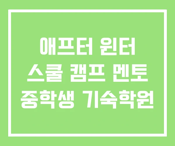 애프터 윈터 스쿨 캠프 멘토 중학생 기숙학원 애프터 윈터 스쿨 캠프 멘토 중학생 기숙학원