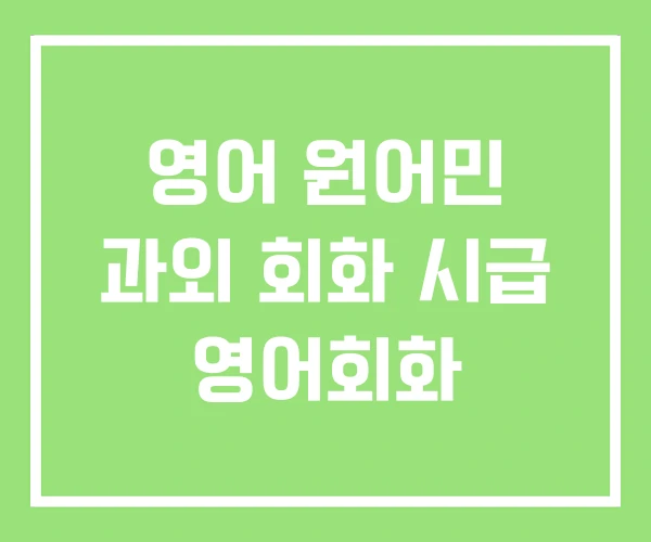 영어 원어민 과외 회화 시급 영어회화