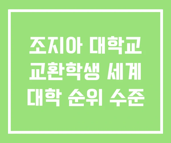 조지아 대학교 교환학생 세계 대학 순위 수준
