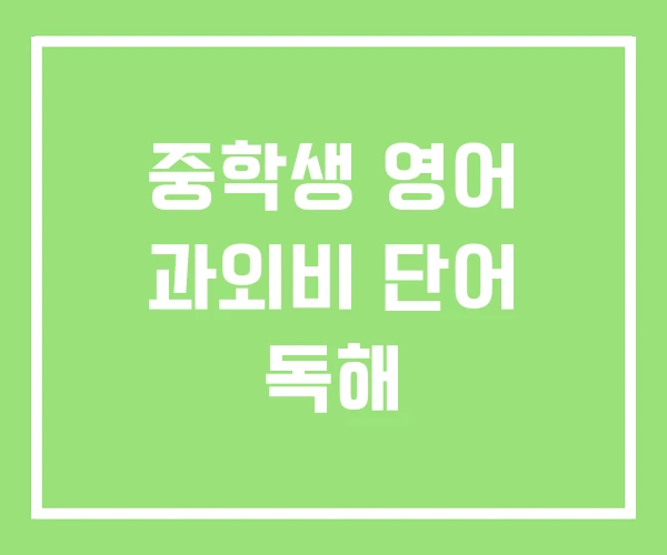 중학생 영어 과외비 단어 독해
