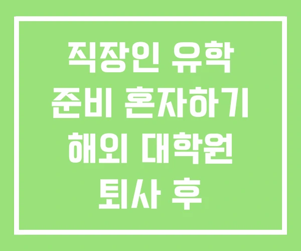직장인 유학 준비 혼자하기 해외 대학원 퇴사 후 직장인 유학 준비 혼자하기 해외 대학원 퇴사 후