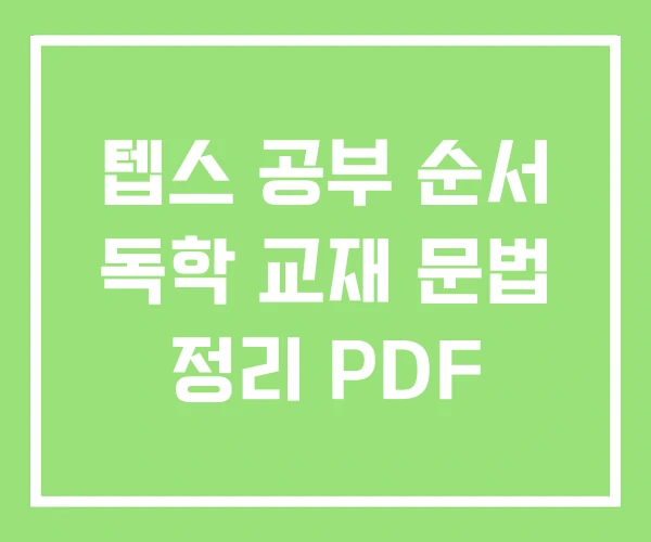 텝스 공부 순서 독학 교재 문법 정리 PDF 텝스 공부 순서 독학 교재 문법 정리 PDF