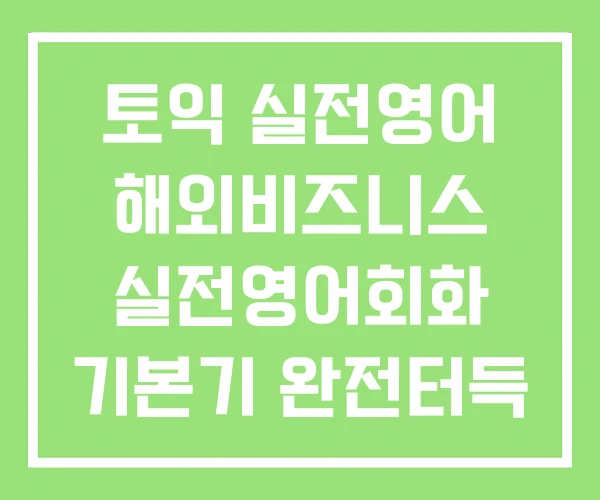 토익 실전영어 해외비즈니스 실전영어회화 기본기 완전터득 비법 호주워홀