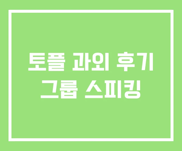 토플 과외 후기 그룹 스피킹