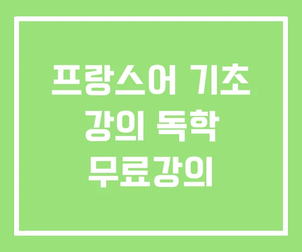 프랑스어 기초 강의 독학 무료강의 프랑스어 기초 강의 독학 무료강의
