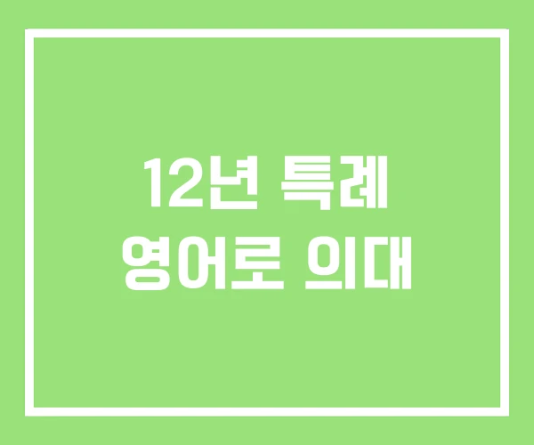 12년 특례 영어로 의대