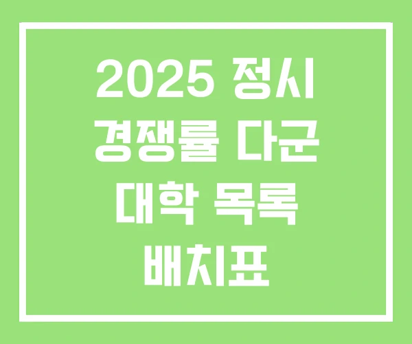 2025 정시 경쟁률 다군 대학 목록 배치표