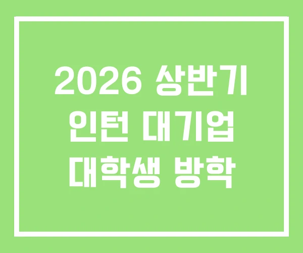 2026 상반기 인턴 대기업 대학생 방학
