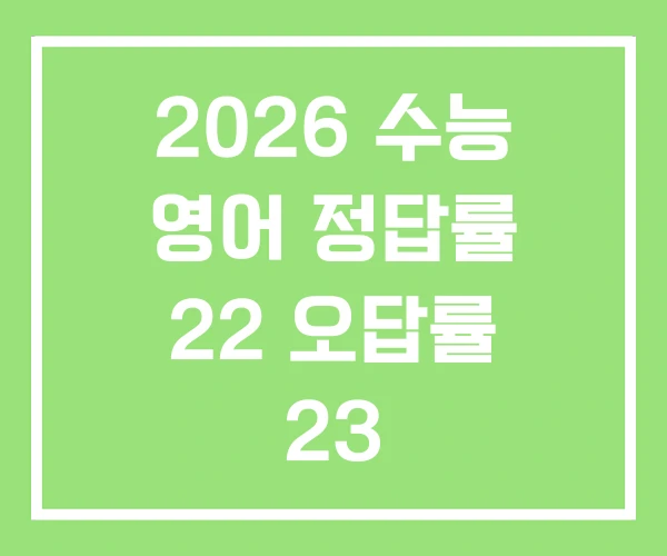 2026 수능 영어 정답률 22 오답률 23