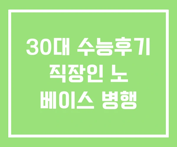 30대 수능후기 직장인 노 베이스 병행