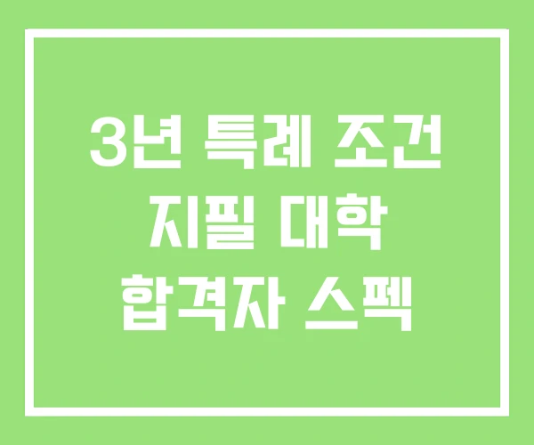 3년 특례 조건 지필 대학 합격자 스펙 3년 특례 조건 지필 대학 합격자 스펙