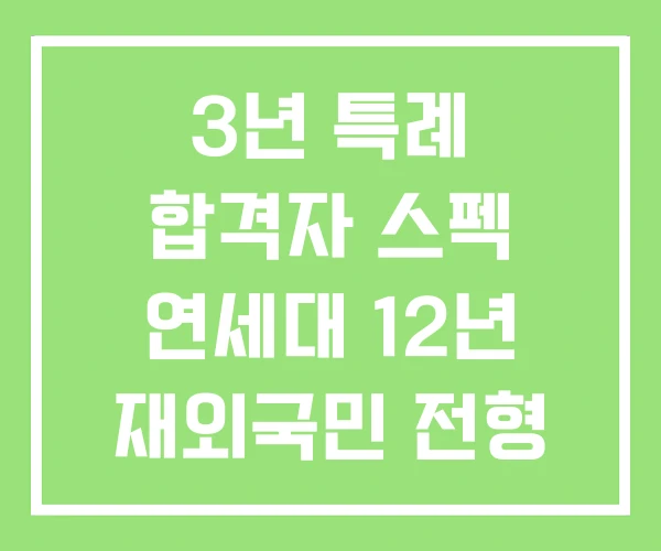 3년 특례 합격자 스펙 연세대 12년 재외국민 전형 적폐 3년 특례 합격자 스펙 연세대 12년 재외국민 전형 적폐