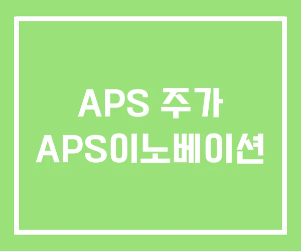APS 주가 APS이노베이션