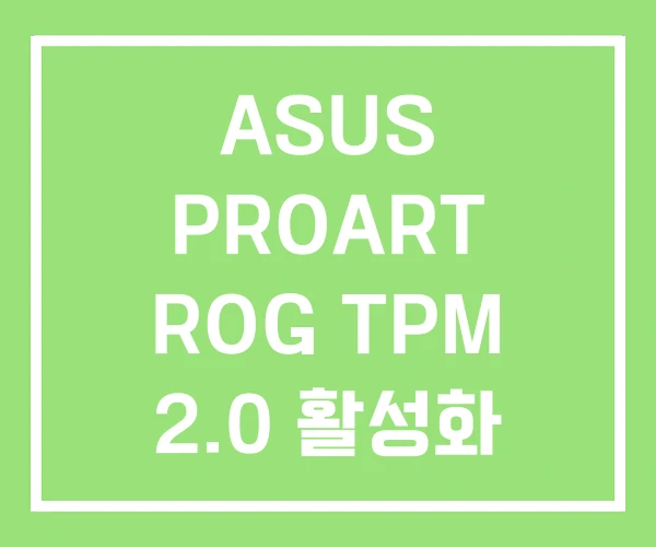 ASUS PROART ROG TPM 2.0 활성화 ASUS PROART ROG TPM 2.0 활성화