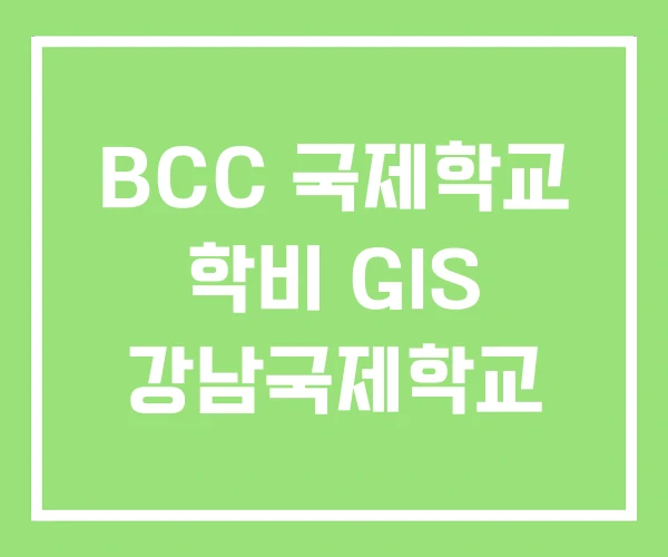 BCC 국제학교 학비 GIS 강남국제학교