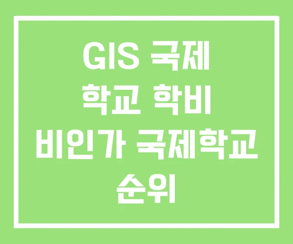 GIS 국제 학교 학비 비인가 국제학교 순위 서울국제학교