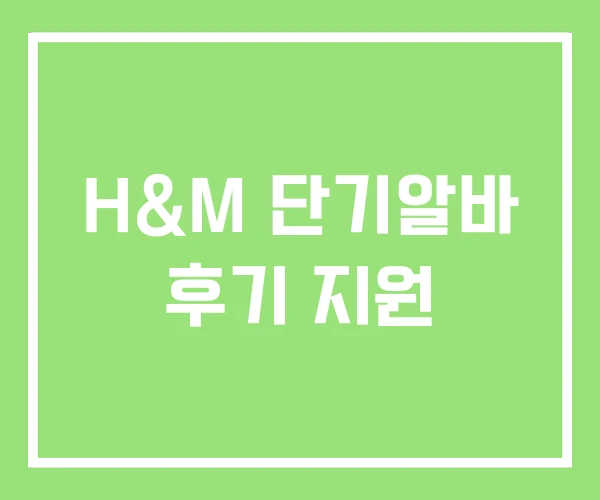 H&M 단기알바 후기 지원