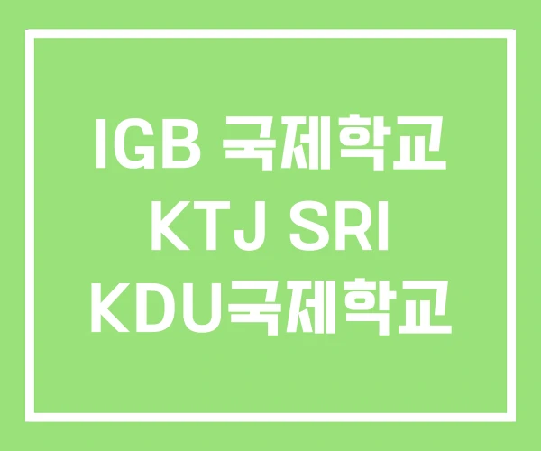 IGB 국제학교 KTJ SRI KDU국제학교