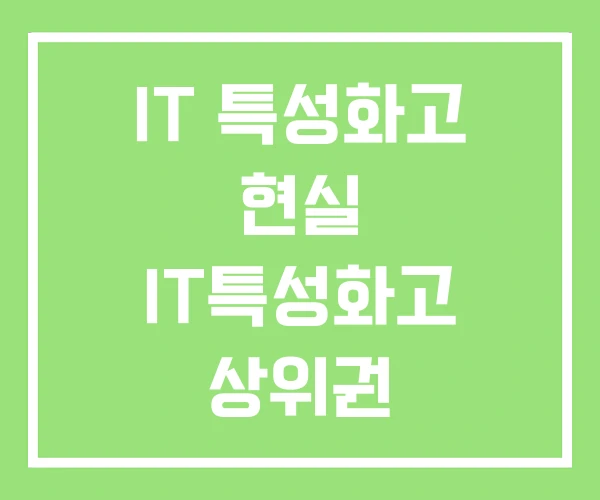 IT 특성화고 현실 IT특성화고 상위권 IT 특성화고 현실 IT특성화고 상위권
