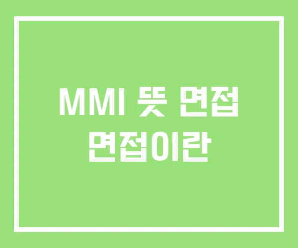 MMI 뜻 면접 면접이란