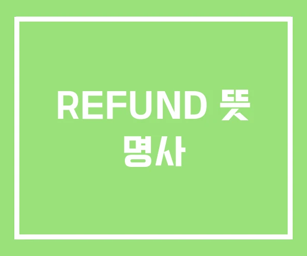 REFUND 뜻 명사 REFUND 뜻 명사