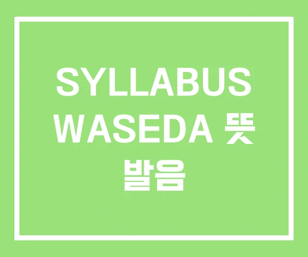 SYLLABUS WASEDA 뜻 발음 SYLLABUS WASEDA 뜻 발음