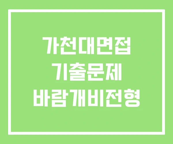 가천대면접 기출문제 바람개비전형 가천대면접 기출문제 바람개비전형