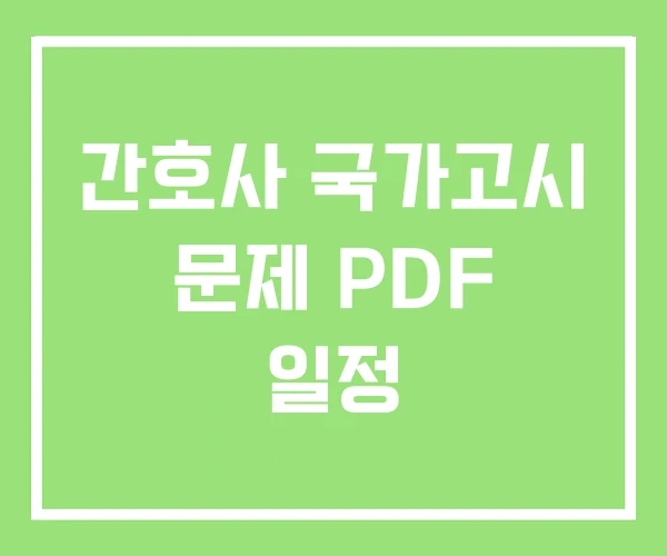 간호사 국가고시 문제 PDF 일정 간호사 국가고시 문제 PDF 일정