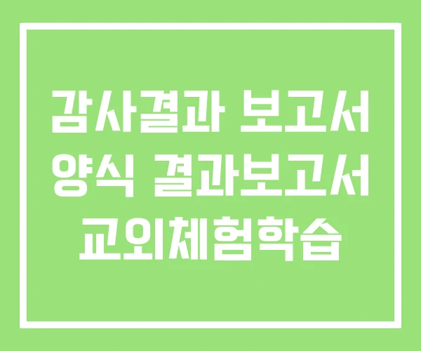 감사결과 보고서 양식 결과보고서 교외체험학습 감사결과 보고서 양식 결과보고서 교외체험학습