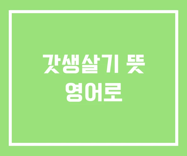 갓생살기 뜻 영어로 갓생살기 뜻 영어로