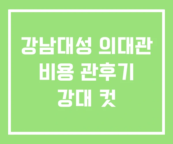 강남대성 의대관 비용 관후기 강대 컷