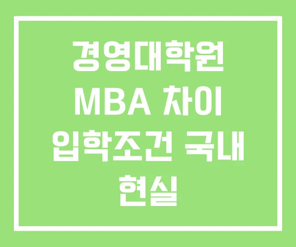 경영대학원 MBA 차이 입학조건 국내 현실 경영대학원 MBA 차이 입학조건 국내 현실