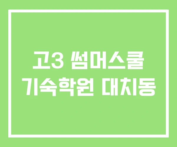 고3 썸머스쿨 기숙학원 대치동