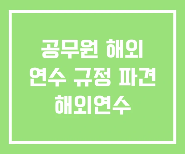 공무원 해외 연수 규정 파견 해외연수 공무원 해외 연수 규정 파견 해외연수