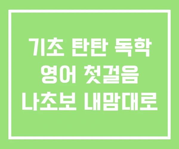 기초 탄탄 독학 영어 첫걸음 나초보 내맘대로